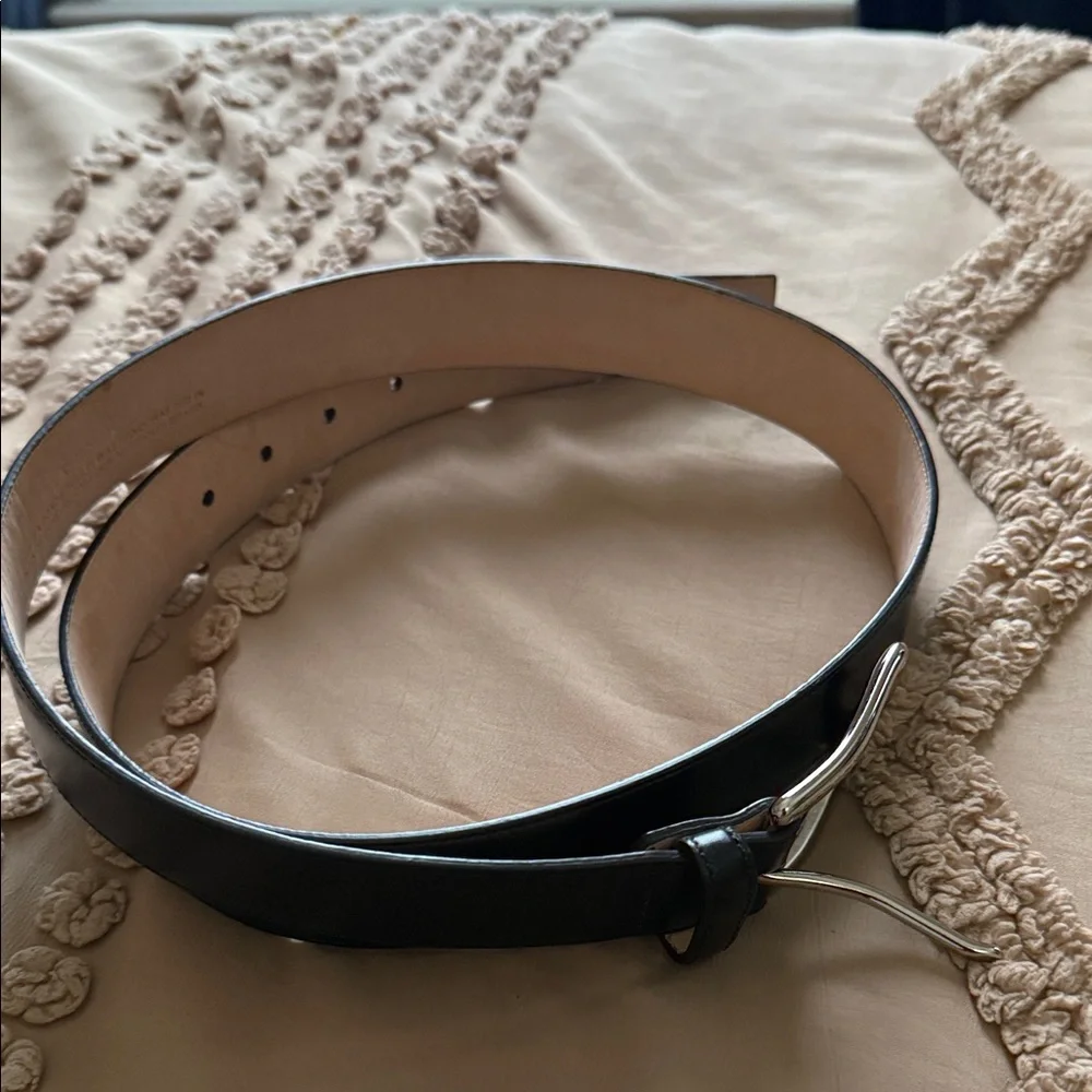 Coach Black Leather Belt with Silver Buckle